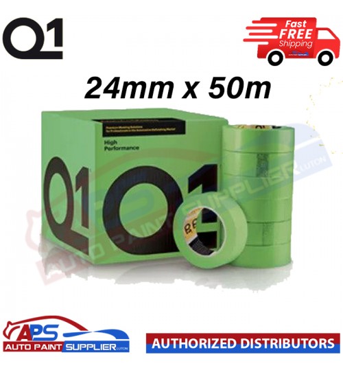Q1 Green MASKING TAPE 24mm X50m PAINTER PAINTING AUTOMOTIVE EASY TEAR